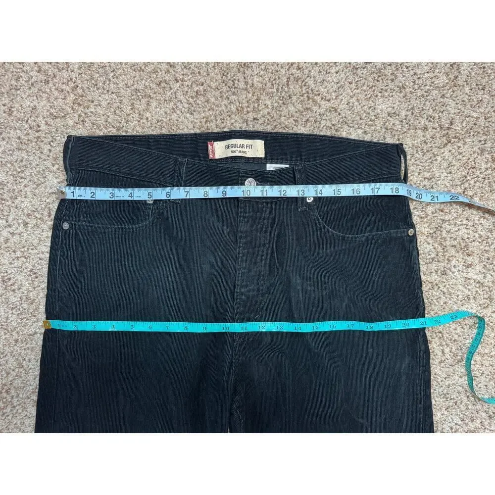 LEVI'S 505 Regular Fit Black Corduroy Men's Jeans/Pants size 36 X 32